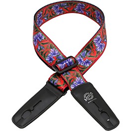 Lock-It Straps Bob Masse Rock Art Leather End Gu... Lock-It Straps Bob Masse Rock Art Leather End Guitar Strap Purple Flowers