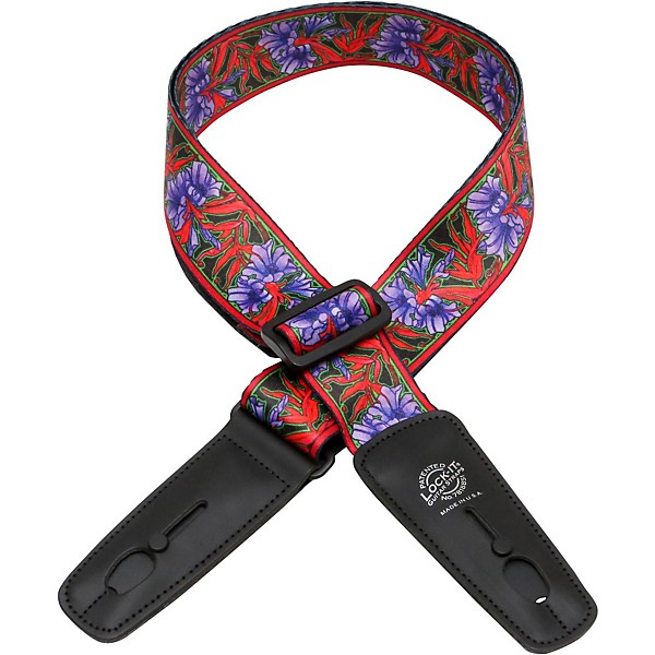 Lock-It Straps Bob Masse Rock Art Leather End Guitar Strap Purple Flowers