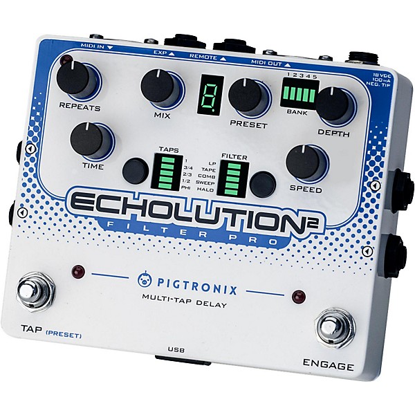 Open Box Pigtronix Echolution 2 Filter Pro Delay Guitar Pedal Level 2 Regular 190839285249