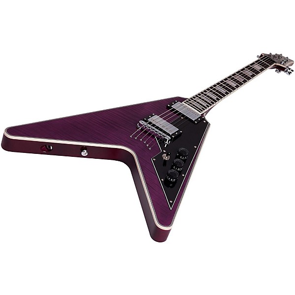 Open Box Schecter Guitar Research V-1 Custom Electric Guitar Level 1 Transparent Purple