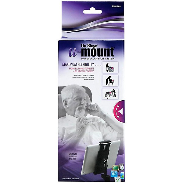On-Stage U-Mount TCM1908 Grip-On Universal Device Holder with Bullnose Clamp