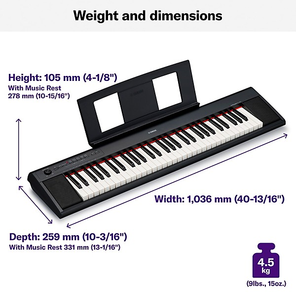 Open Box Yamaha NP12 61-Key Entry-Level Piaggero Ultra-Portable Digital Piano Level 2 Black 190839465719