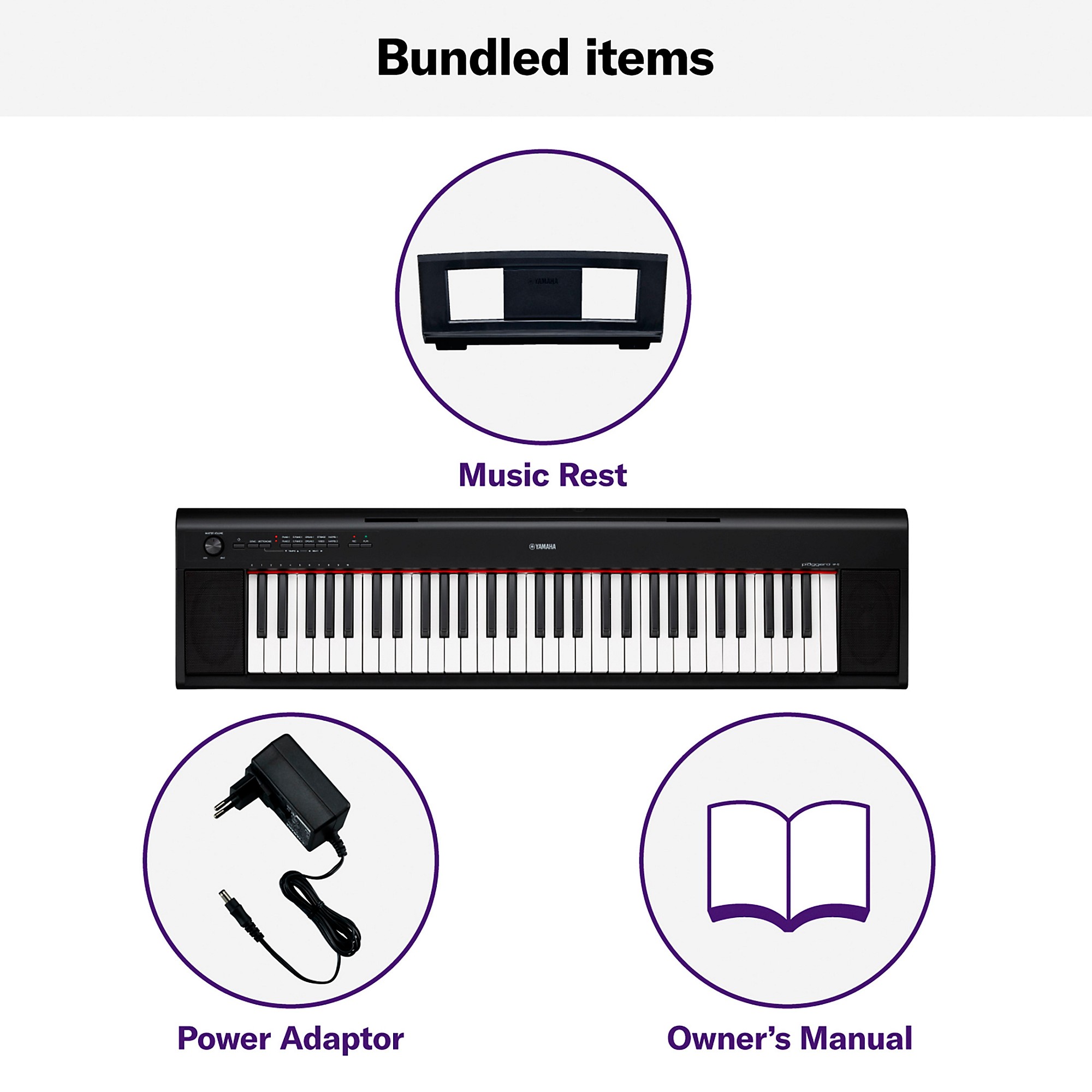 Yamaha Piaggero NP-12 61-Key Portable Keyboard With Power