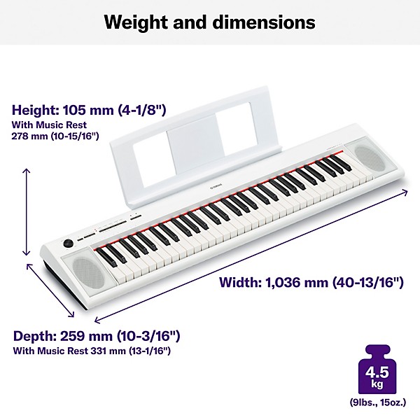 Open Box Yamaha NP12 61-Key Entry-Level Piaggero Ultra-Portable Digital Piano Level 2 White 194744634000