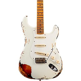 Fender Custom Shop Limited Edition Heavy Relic Mischief Maker Maple Fingerboard Electric Guitar Olympic White over 3-Color Sunburst