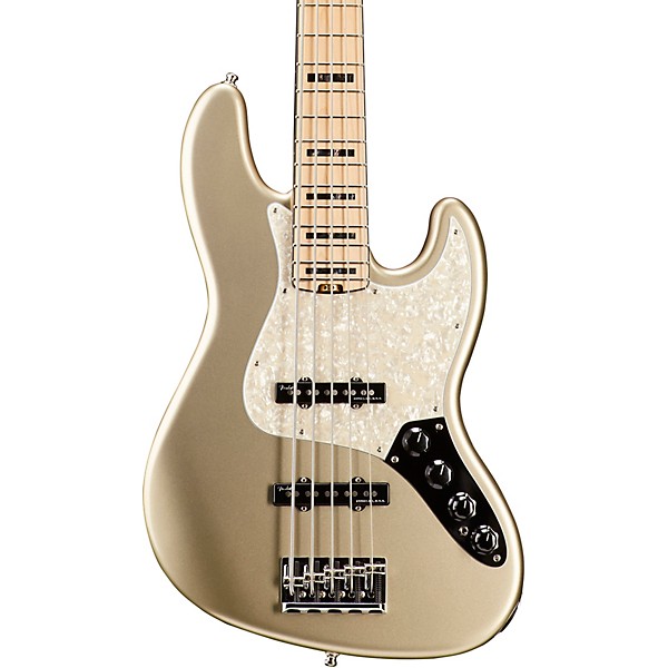 Fender American Elite Jazz Bass V Maple Fingerboard Champagne