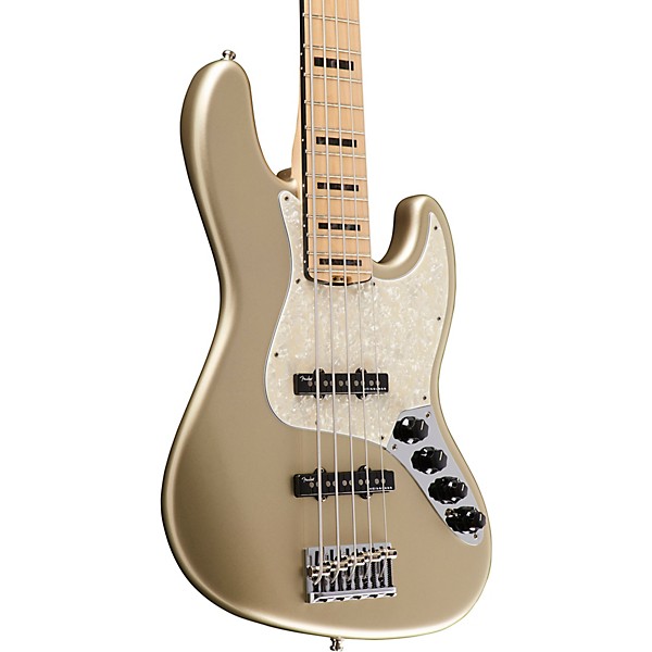 Fender American Elite Jazz Bass V Maple Fingerboard Champagne