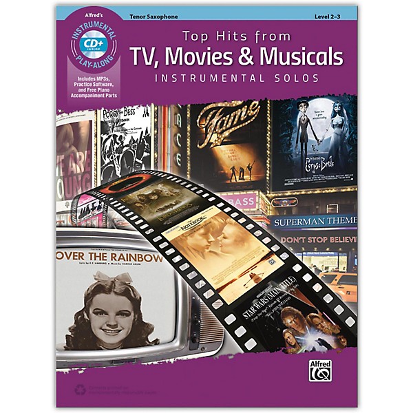Alfred Top Hits from TV, Movies & Musicals Instrumental Solos Tenor Saxophone Book & CD, Level 2-3