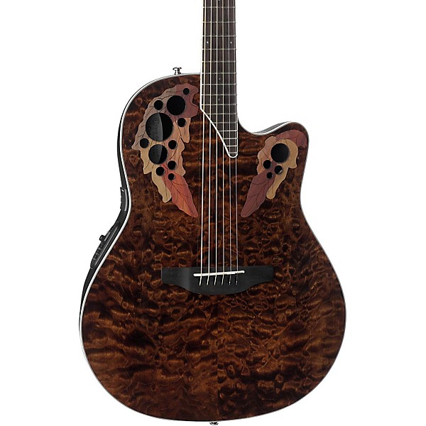 Ovation CE48P Celebrity Elite Plus Acoustic-Electric Guitar Transparent Tiger Eye