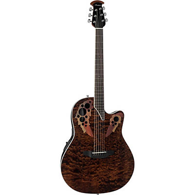 Ovation Ce48p Celebrity Elite Plus Acoustic-Electric Guitar Transparent Tiger Eye for sale
