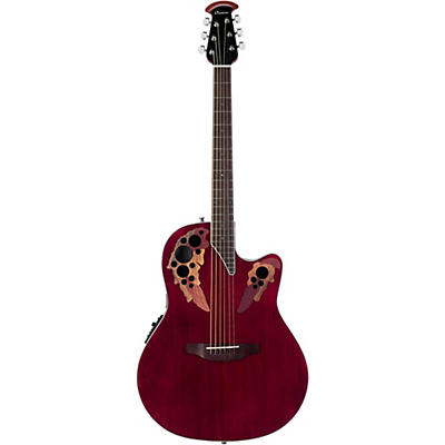 Ovation Ce48 Celebrity Elite Acoustic-Electric Guitar Transparent Ruby Red for sale