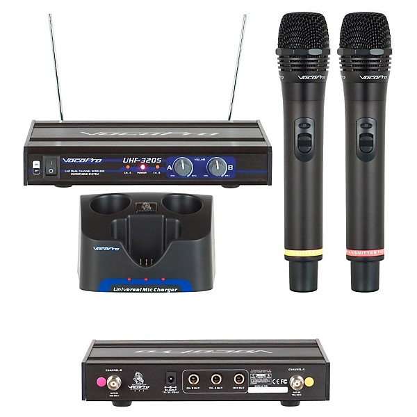 Open Box VocoPro UHF-3205 Dual Rechargeable Wireless Microphone System Level 1 Set 5