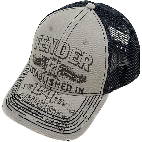 Clearance Fender Strat Trucker Hat, Grey, One size