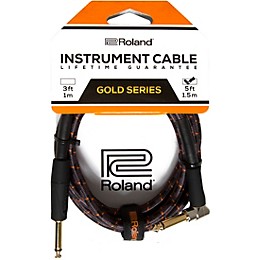 Roland Gold Series 1/4" Angled/Straight Instrument Cable 5 ft. Black