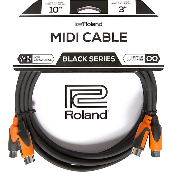 Roland Black Series Dual MIDI Cable 10 ft. Black