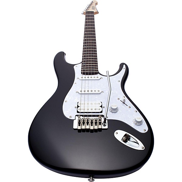 Open Box Mitchell TD400 double cutaway electric guitar Level 2 Black, White Pearloid Pickguard 888366032435