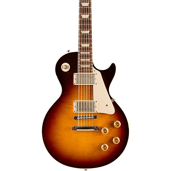 Gibson Custom Standard Historic 1958 Les Paul Plaintop Reissue Lightly Aged Electric Guitar Faded Tobacco