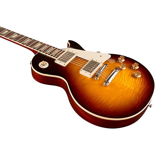 Gibson Custom Standard Historic 1958 Les Paul Plaintop Reissue Lightly Aged Electric Guitar Faded Tobacco