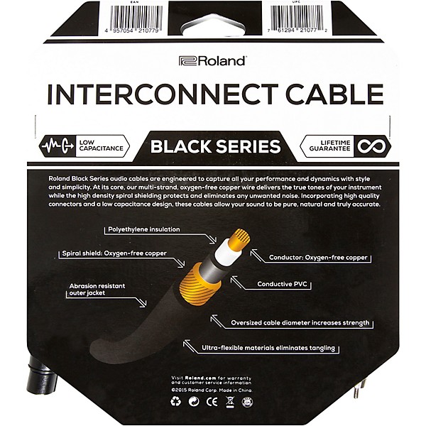 Roland Black Series XLR (Female) - RCA Interconnect Cable 10 ft. Black