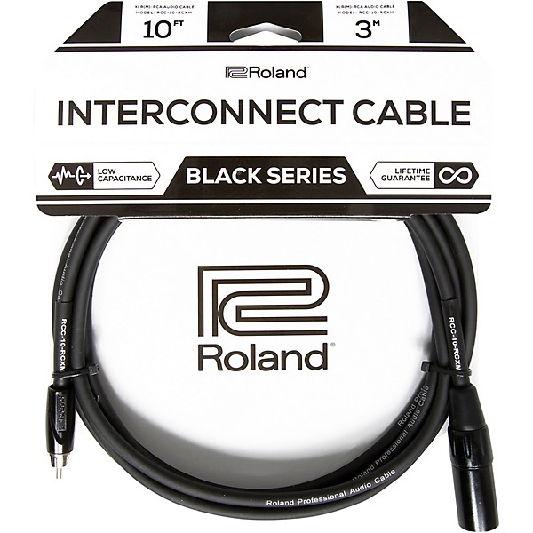 Roland Black Series XLR (Male) - RCA Interconnect Cable 10 ft. Black