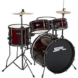 Sound Percussion Labs Kicker Pro 5-Piece Drum Set with Stands, Cymbals and Throne Wine Red