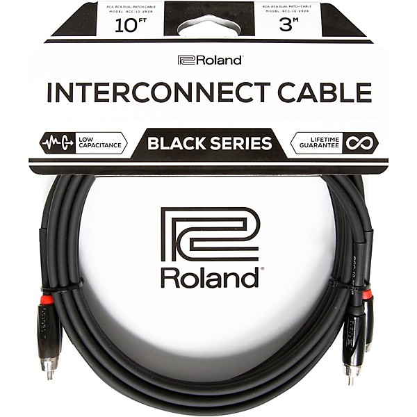 Roland Black Series Dual RCA-RCA Interconnect Cable 10 ft. Black