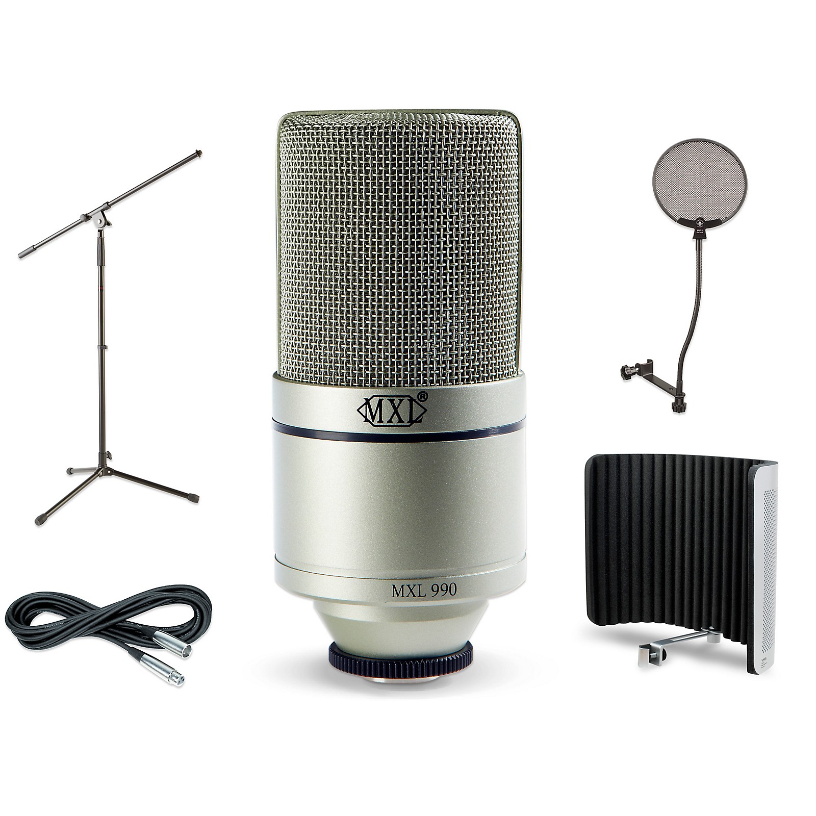 MXL 990 Large-Diaphragm Condenser Microphone Bundle With VMS Vocal