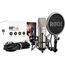 RODE Recording Microphone Package With NT1-A Condenser Microphone, SM6 Shockmount, Pop Filter, CAD VS1 Vocalshield, Boom Stand and 20' XLR Cable