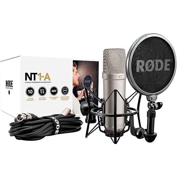 RODE Recording Microphone Package With NT1-A Condenser Microphone, SM6 Shockmount, Pop Filter, CAD VS1 Vocalshield, Boom S...