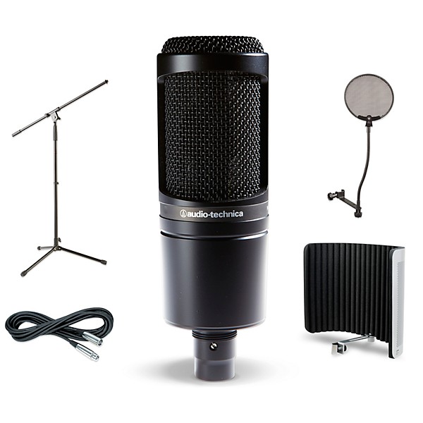 Audio-Technica AT2020 Microphone with Filter, Boom Arm, Cable and