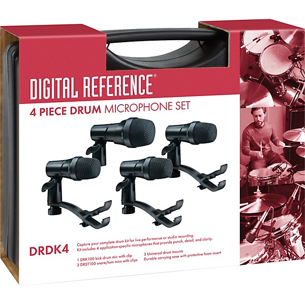 Digital Reference DRDK4 4-Piece Drum Mic Kit With Cable and Stand