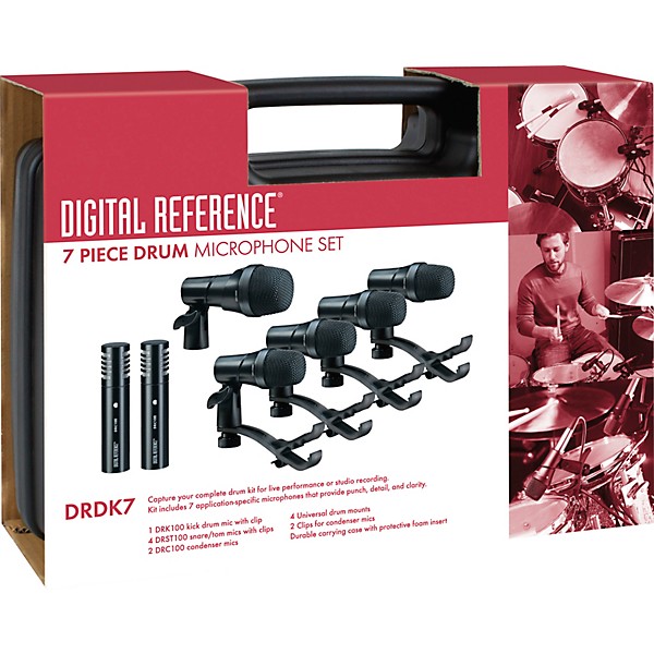 Digital Reference DRDK7 7-Piece Drum Mic Kit Cable and Stand Package