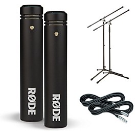 RODE M5 Compact 1/2" Condenser Microphone Matched Pair Cable and Stand Drum Overhead Package