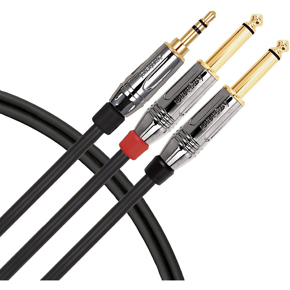 Livewire Elite Interconnect Y-Cable 3.5 mm TRS Male to 1/4in TS Male 3 ft. Black