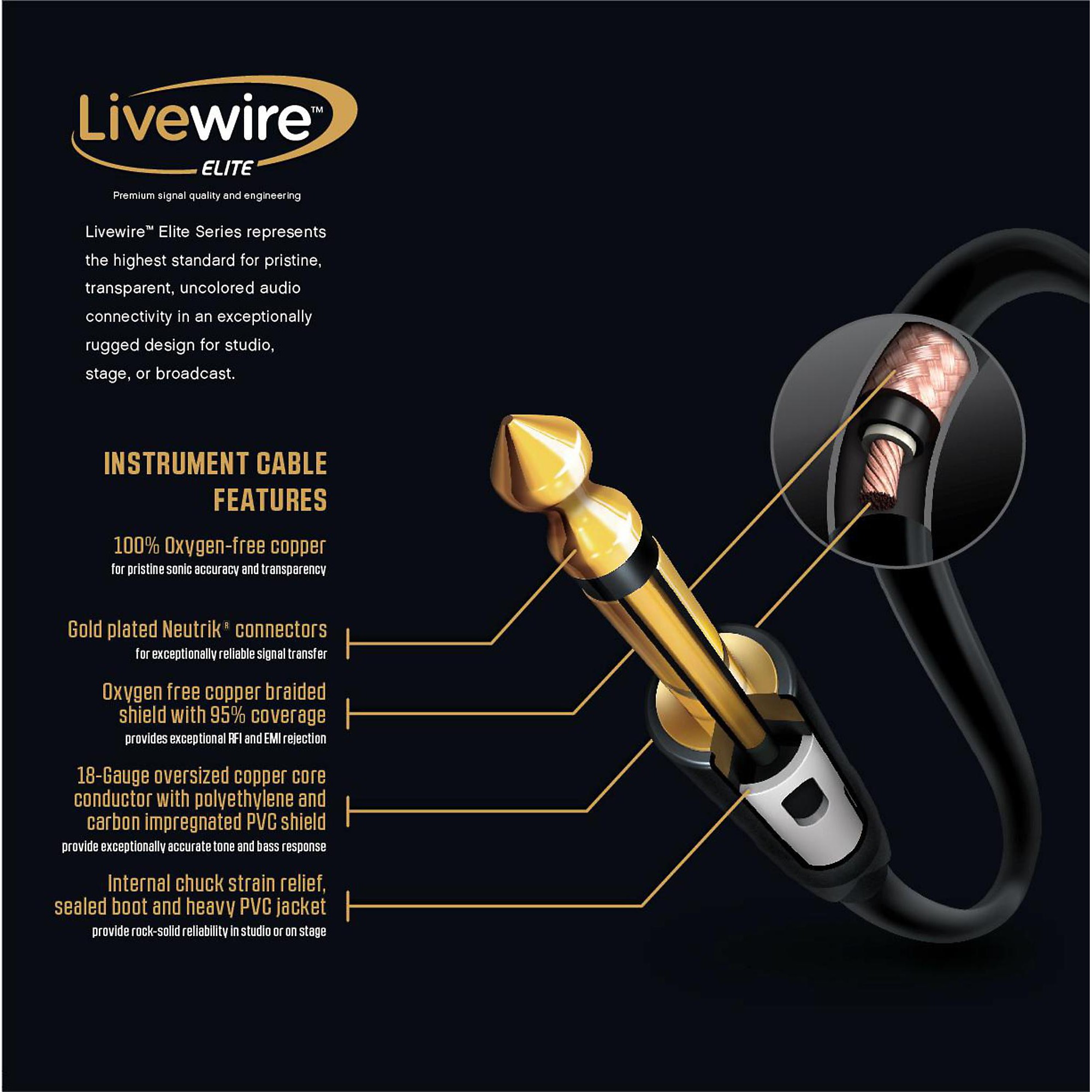 Livewire Elite Instrument Cable With Silent Jack 20 ft Livewire Elite Instrument Cable With Silent Jack 20 ft