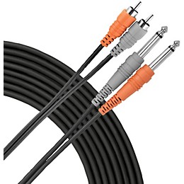 Livewire Essential Interconnect Dual Cable RCA Male to 1/4" TS Male 12 ft. Black