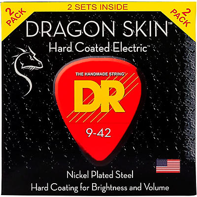 Dr Strings Dragon Skin (2 Pack) Light Coated Electric Guitar Strings (9-42) for sale