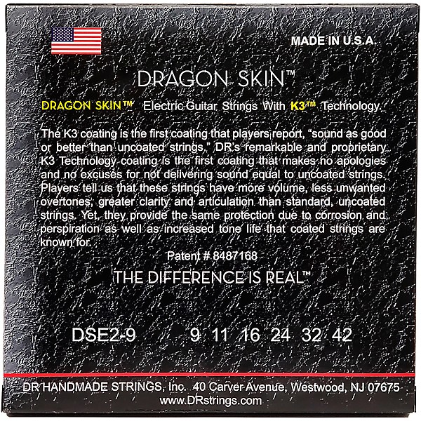 DR Strings Dragon Skin (2 Pack) Light Coated Electric Guitar Strings (9-42)