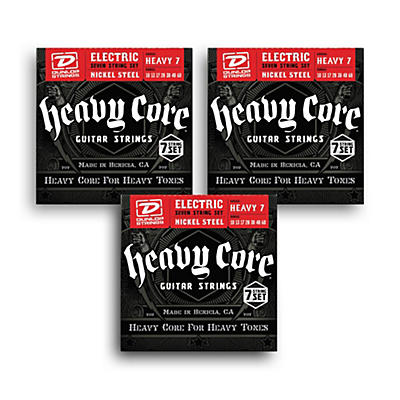 Dunlop Heavy Core 7-String Heavy Gauge Electric Guitar Strings 3-Pack for sale