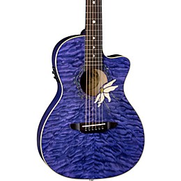 Open Box Luna Flora Passion Flower Quilt Maple Parlor Acoustic-Electric Guitar Level 2 Transparent Purple 190839482532