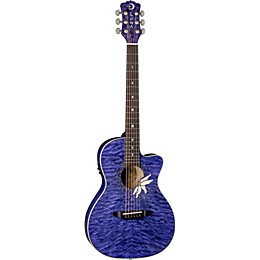 Open Box Luna Flora Passion Flower Quilt Maple Parlor Acoustic-Electric Guitar Level 2 Transparent Purple 190839482532