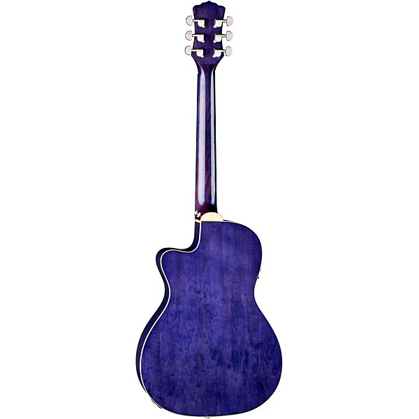 Open Box Luna Flora Passion Flower Quilt Maple Parlor Acoustic-Electric Guitar Level 2 Transparent Purple 190839482532