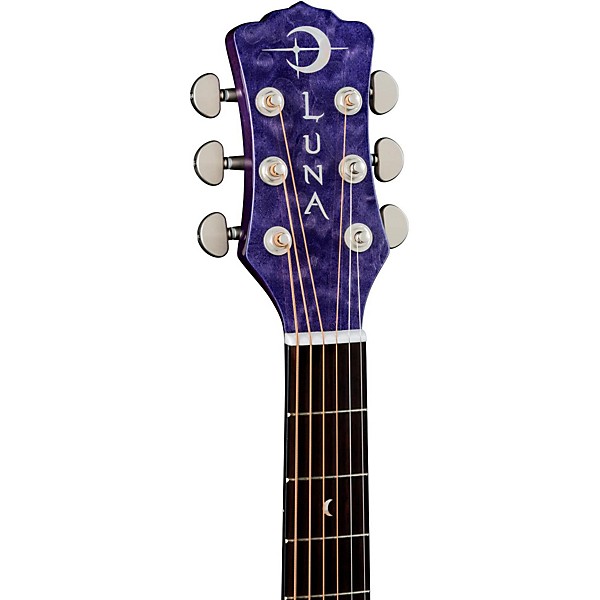 Open Box Luna Flora Passion Flower Quilt Maple Parlor Acoustic-Electric Guitar Level 2 Transparent Purple 190839482532