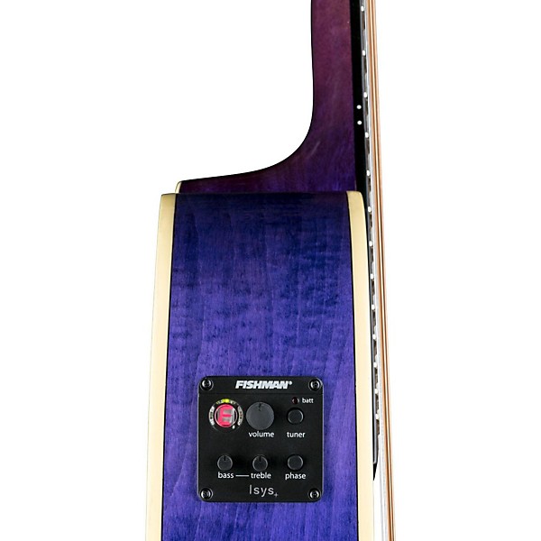 Open Box Luna Flora Passion Flower Quilt Maple Parlor Acoustic-Electric Guitar Level 2 Transparent Purple 190839482532