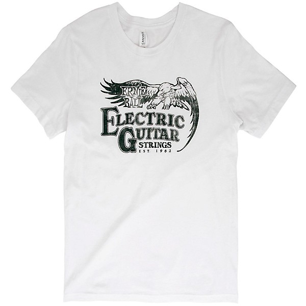 Ernie Ball Music Man Vintage Electric Guitar Strings Black Font T-Shirt Small White