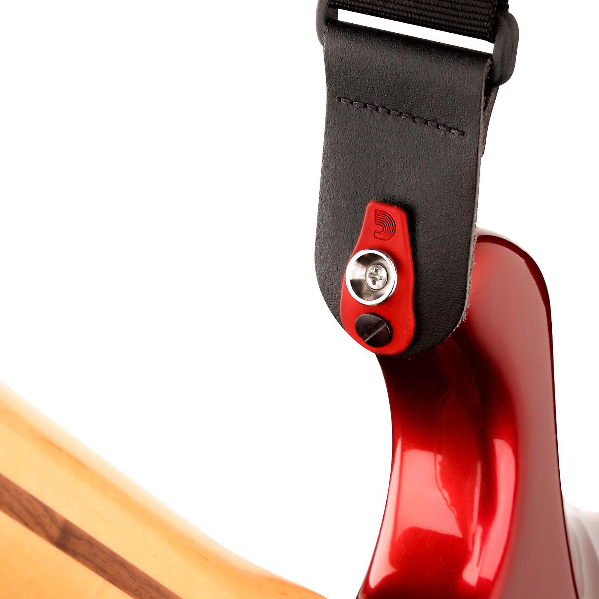 D'Addario PadLock Red Tab Guitar Strap Black