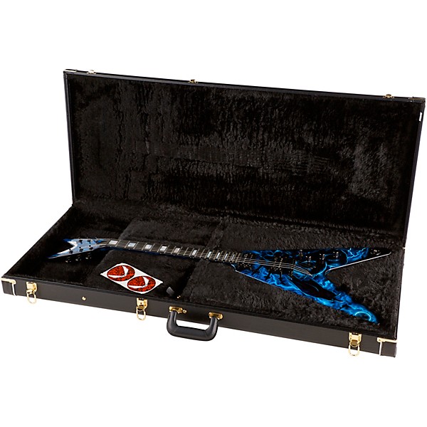 Dean USA Custom V Hand-Painted Graphic Electric Guitar Graveyard Raven Blue