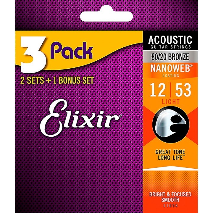 Elixir Light Nanoweb Acoustic Guitar Strings Guitar Center