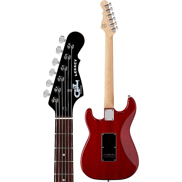 Open Box G&L Limited Edition Tribute Legacy HSS Painted Headcap Electric Guitar Level 1 Transparent Red