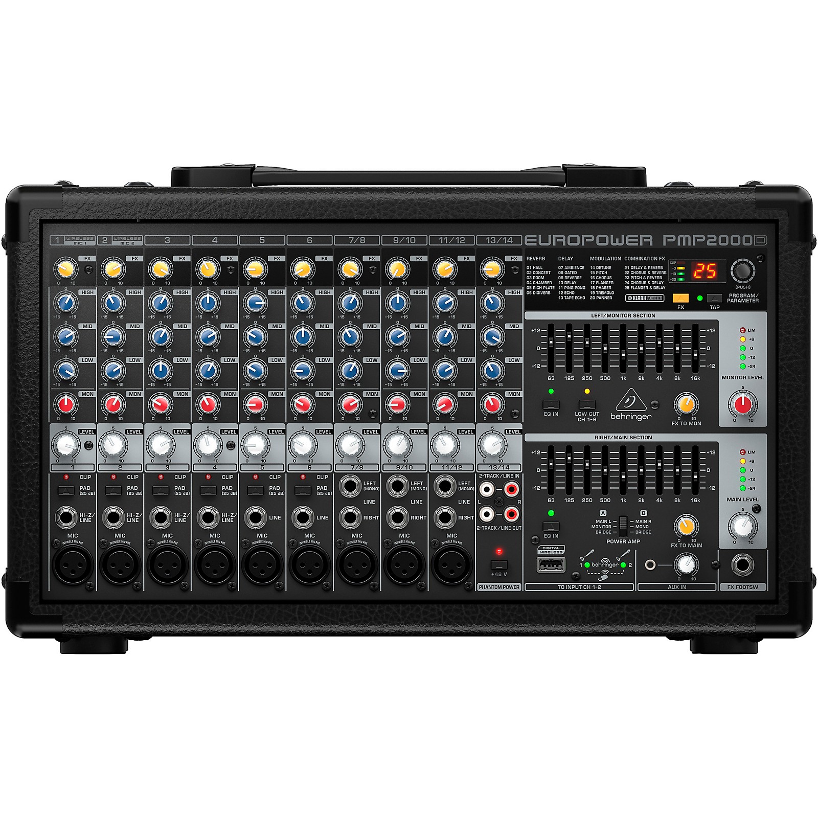 Behringer EUROPOWER PMP2000D 14Channel 2,000W Powered Mixer Guitar